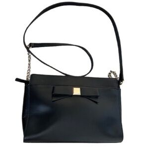 Kate Spade Montford Park Smooth Leather Angelica Bow Black Crossbody Purse Bag